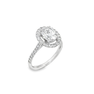 14k White Gold Lab Diamond Oval Shaped Engagement Ring 1.85 Ctw